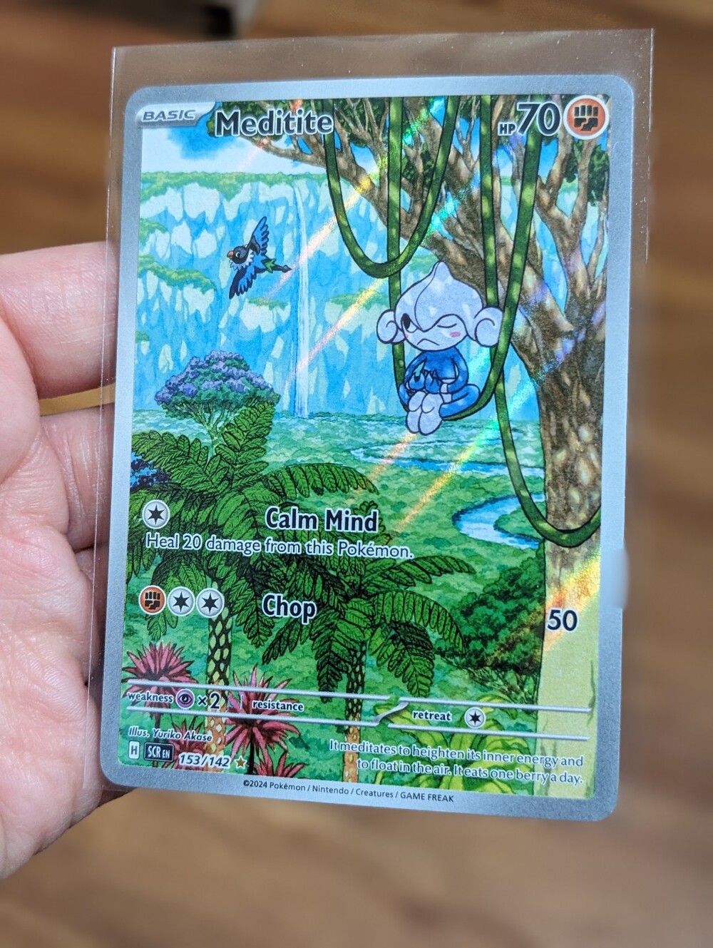 Meditite Pokemon Card - Stellar Crown Illustration Rare Holo